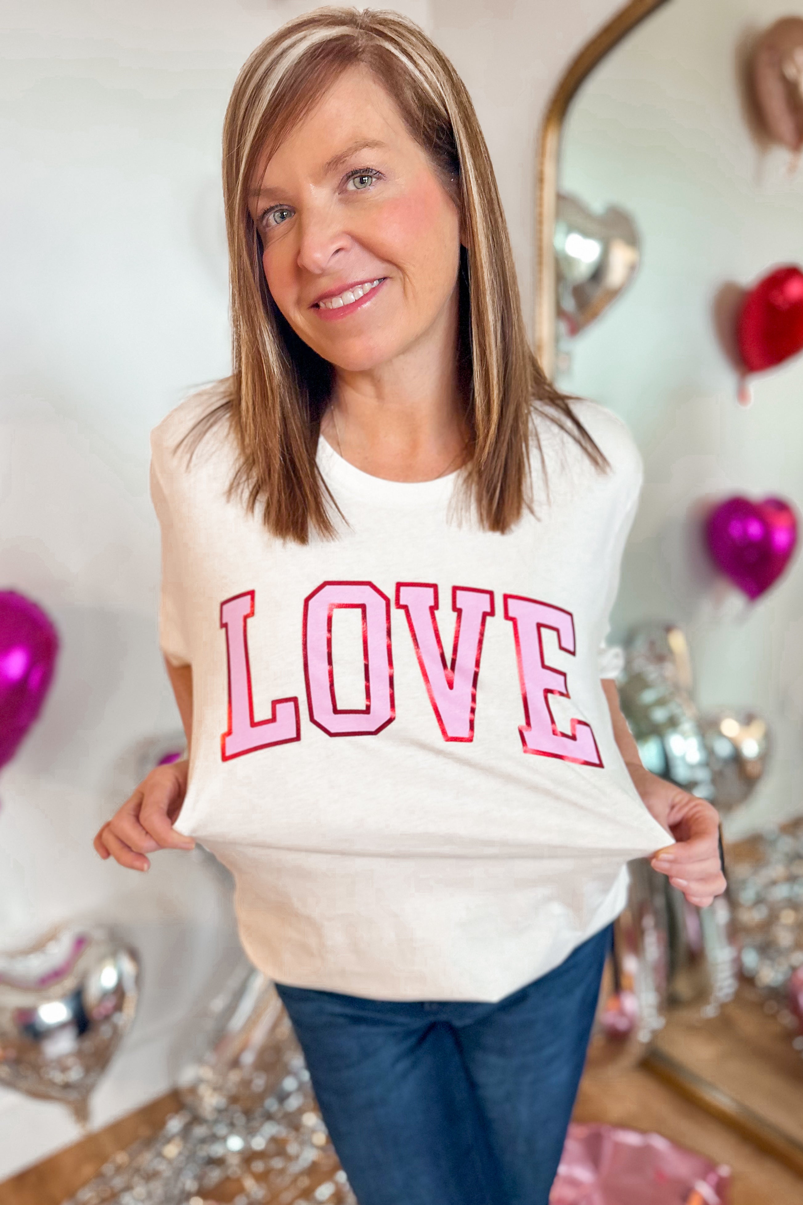 Valentines LOVE FOIL Graphic Tee - Be You Boutique