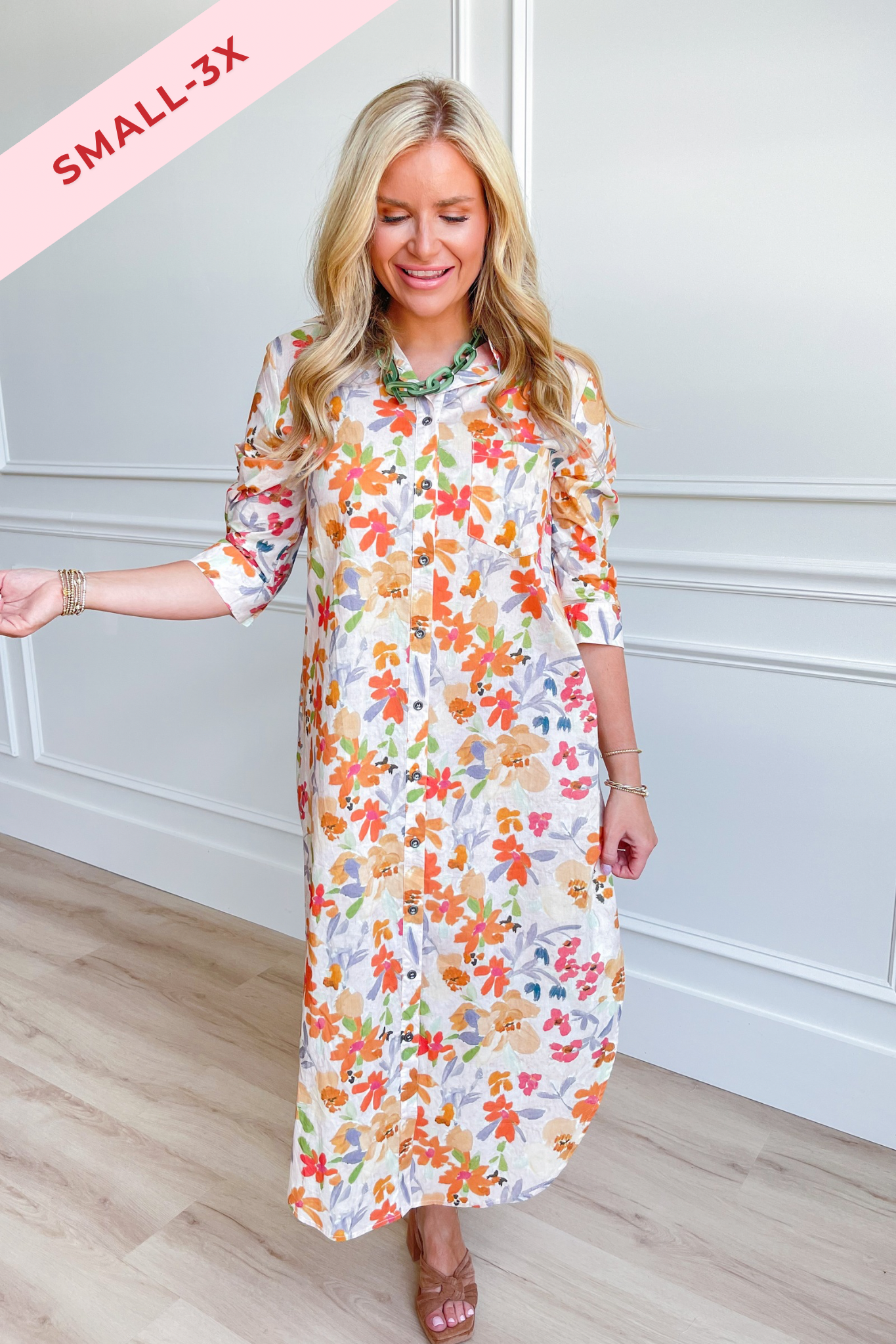 Lisa Multi Floral Button Down Dress - Be You Boutique