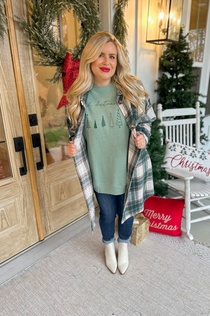 OH, CHRISTMAS TREE Long Sleeve Graphic Fleece Sweatshirt Pullover - Be You Boutique