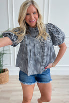 Sabrina Gingham Puff Sleeve Top - Be You Boutique