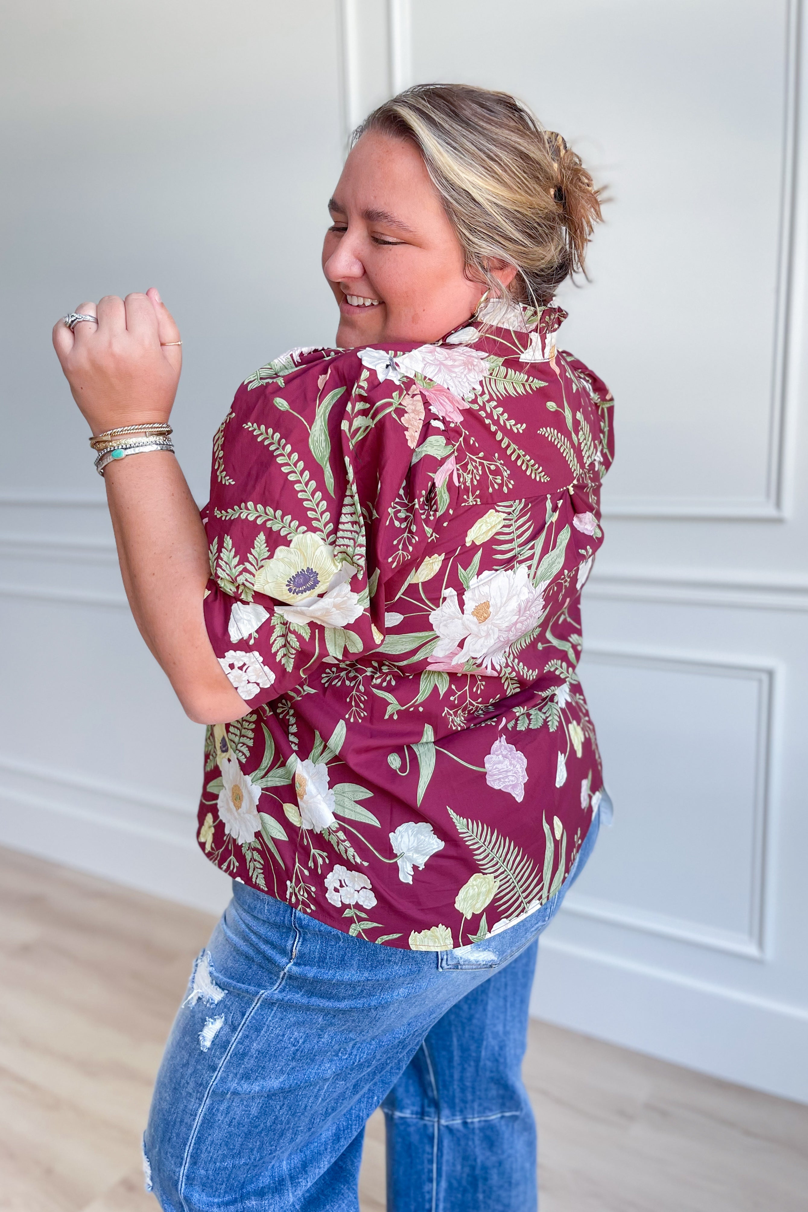 Sandra Floral Puff Sleeve Top - Be You Boutique