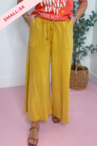 Rachel Washed Terry Knit Wide Leg Pant Bottom [S-3X] - Be You Boutique