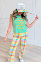Pink Pray About It tank top from POPPY & PINE's 117 Graphic Tees collection, featuring bold black text and a relaxed fit.
