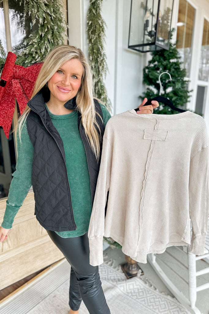 Roxy Washed Baby Waffle Knit Long Sleeve Top *DOORBUSTER* - Be You Boutique