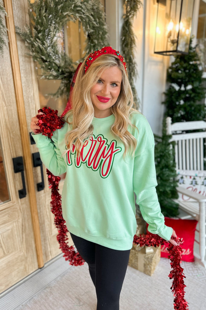 Merry Long Sleeve Christmas Sweatshirt Top - Be You Boutique