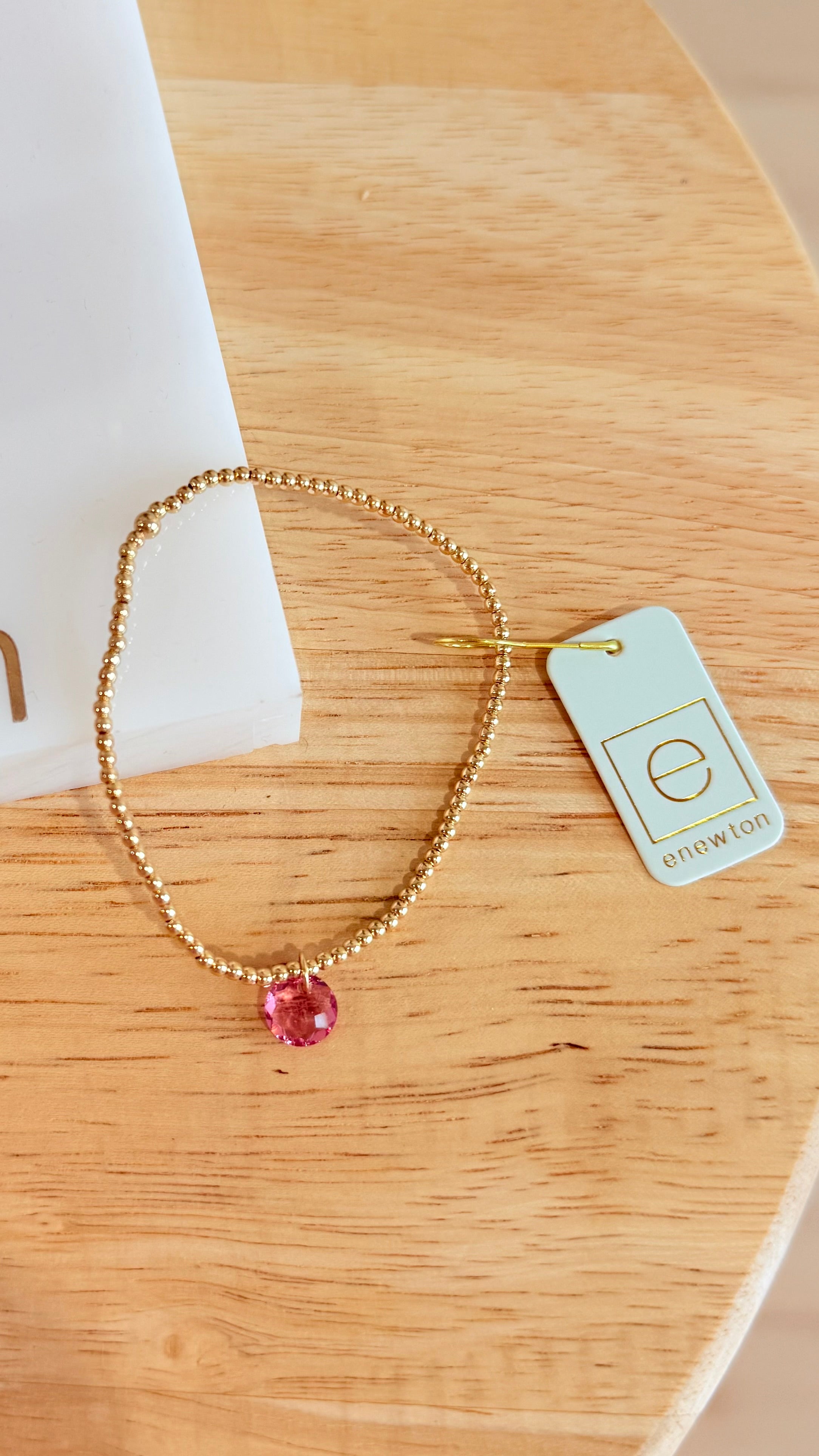 Enewton 2mm classic birthstone bracelet featuring colorful gemstone beads on a delicate chain jewelry piece.