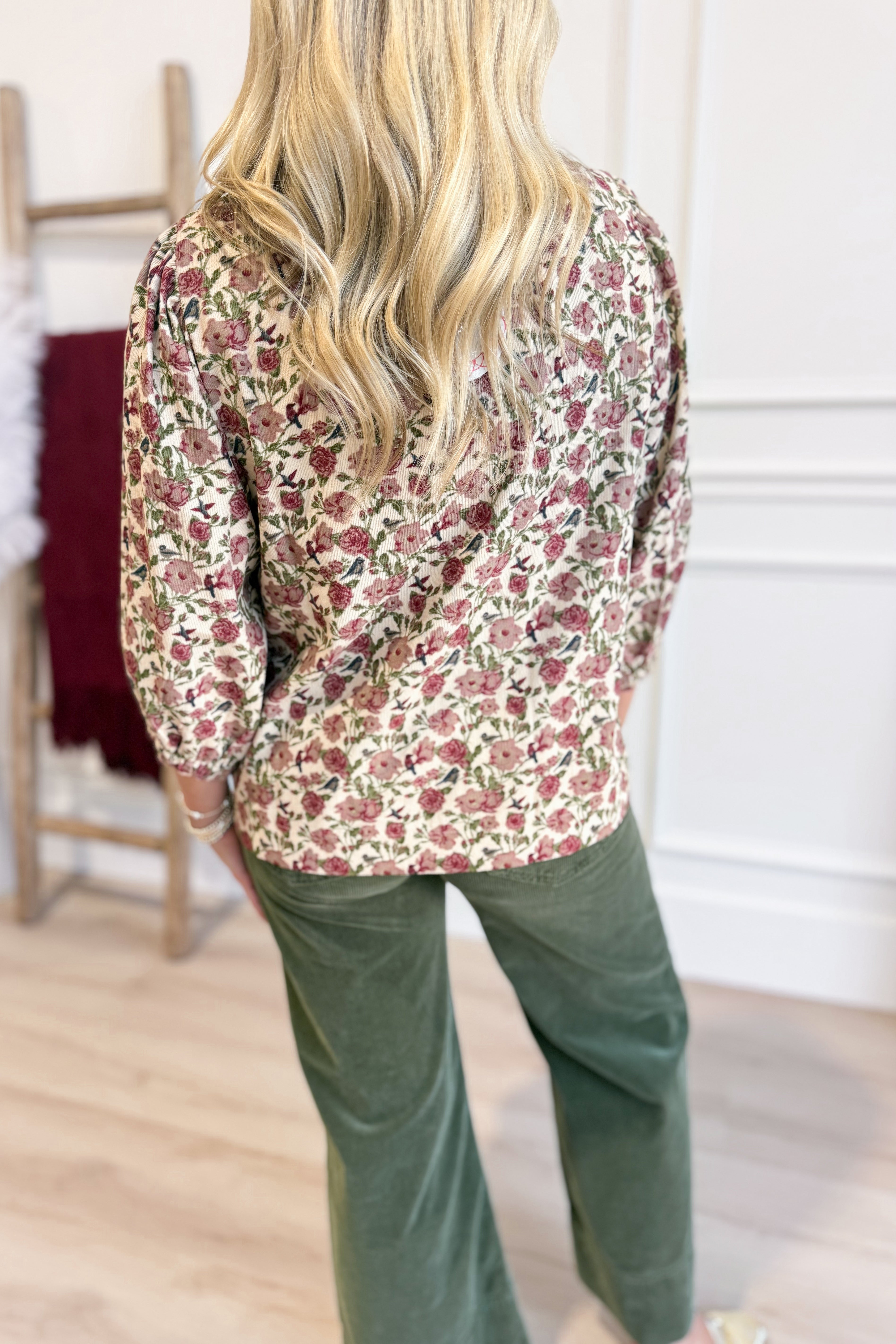 Tina Vintage Floral Pintuck Blouse Top - Be You Boutique