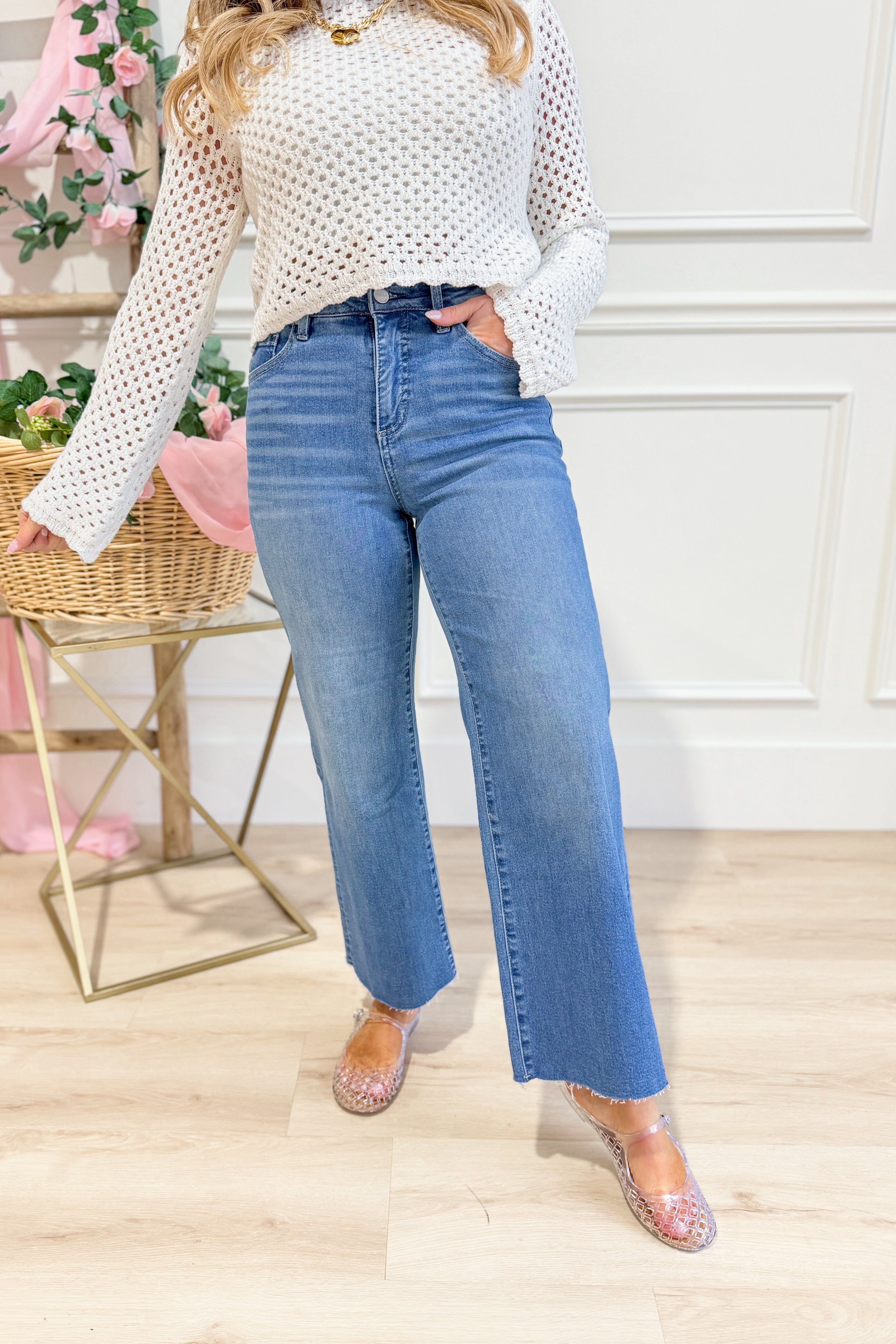 Risen Stevie High Rise Crop Wide Leg Tummy Control Pants - Be You Boutique