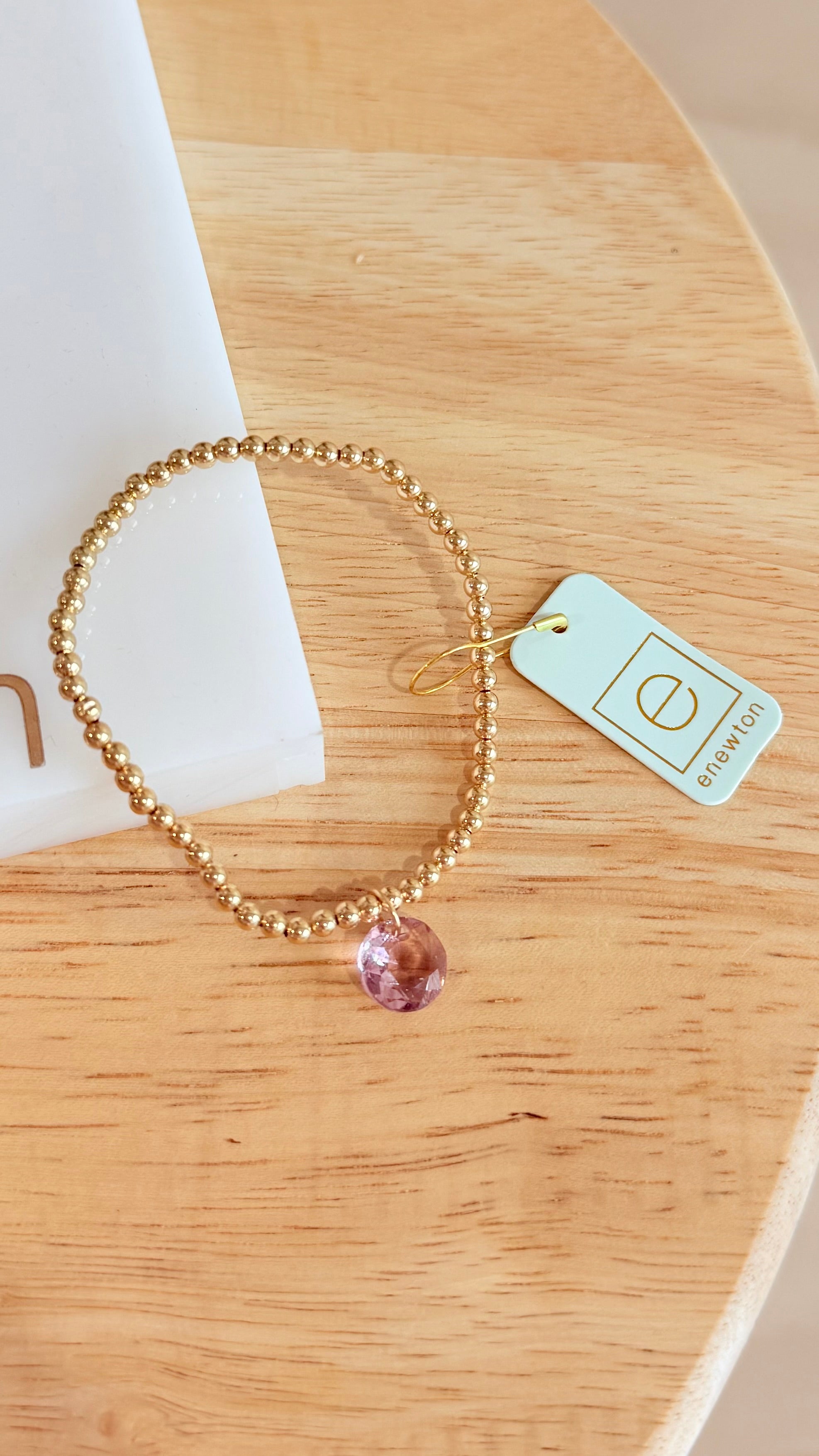 Enewton 3mm classic birthstone bracelet featuring colorful gemstone beads on a delicate silver chain.