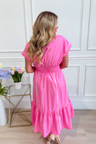 Carson Lt Pink Piping Seam Detailed Midi Dress - Be You Boutique