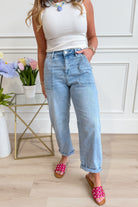 Risen Zach Mid Rise Barrel Jeans [1-3XL] - Be You Boutique