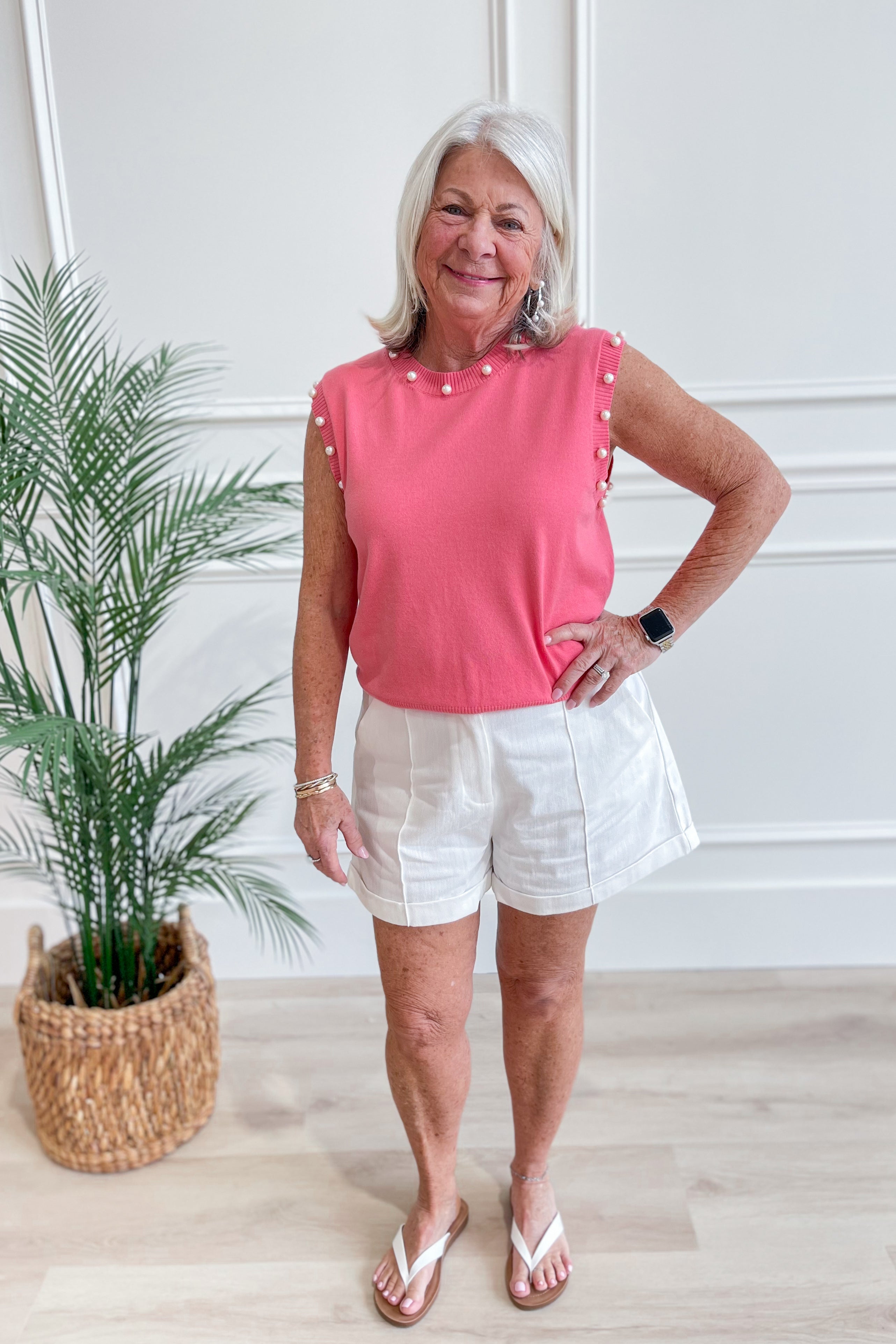 Rosie Pearl Embellished Sleeveless Top - Be You Boutique