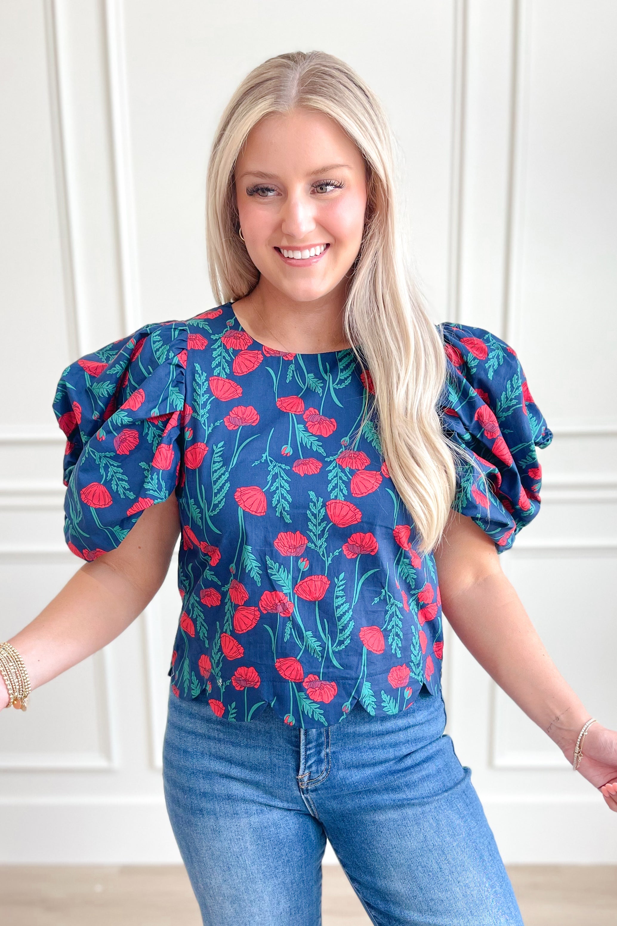 Natalie Floral Puff Sleeve Top - Be You Boutique