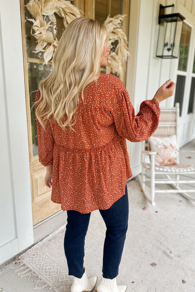Paisley Ruffled Rust Floral Top - Be You Boutique