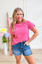 Laura Striped Scallop Trim Top - Be You Boutique