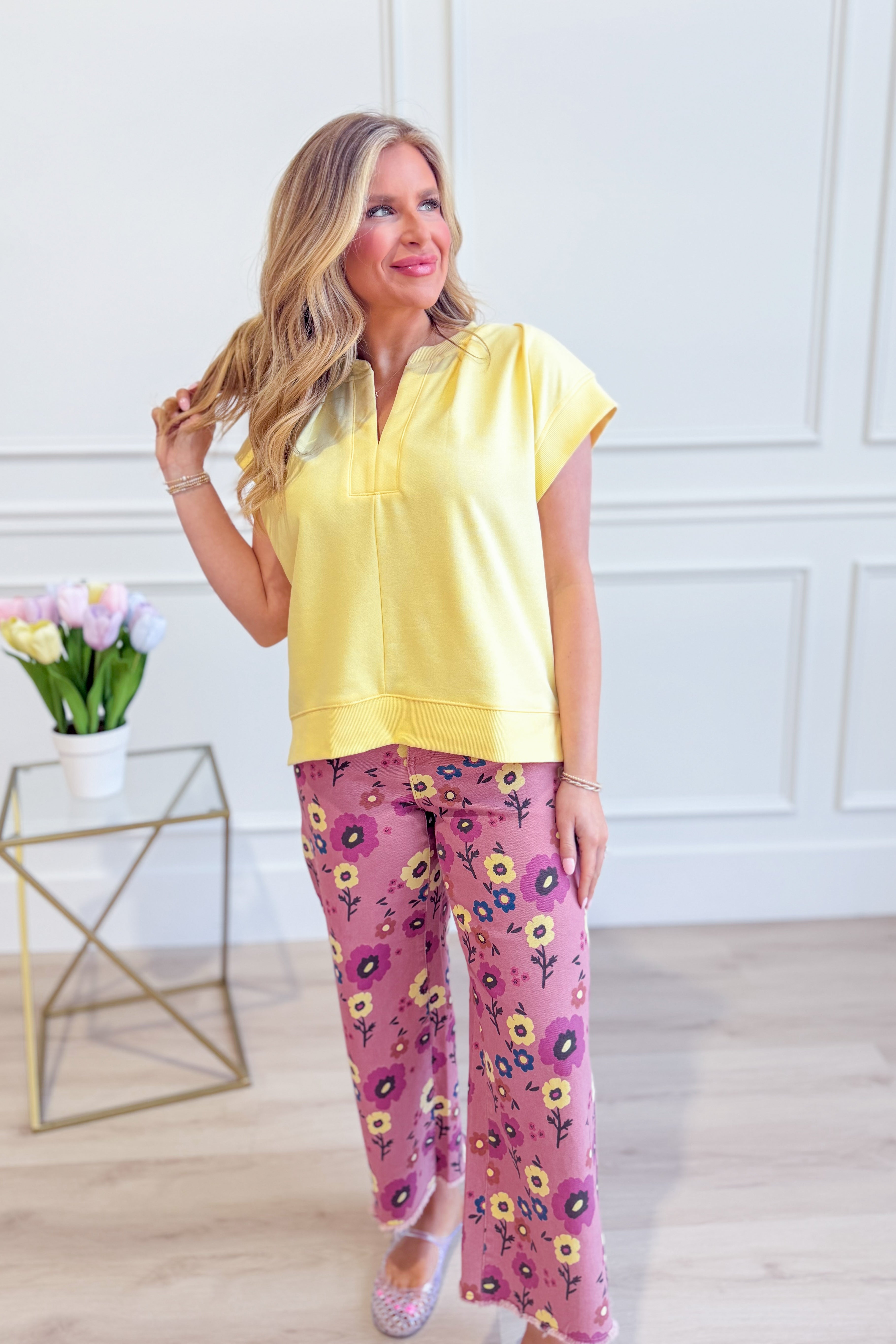 ENTRO Marian split neck casual top, lightweight and stylish with a relaxed fit, ideal for everyday wear.