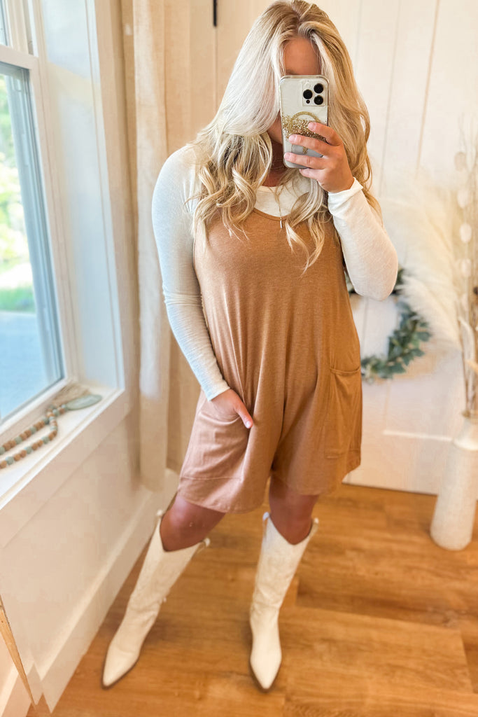 Graham Slub Knit Romper with Pockets - Be You Boutique