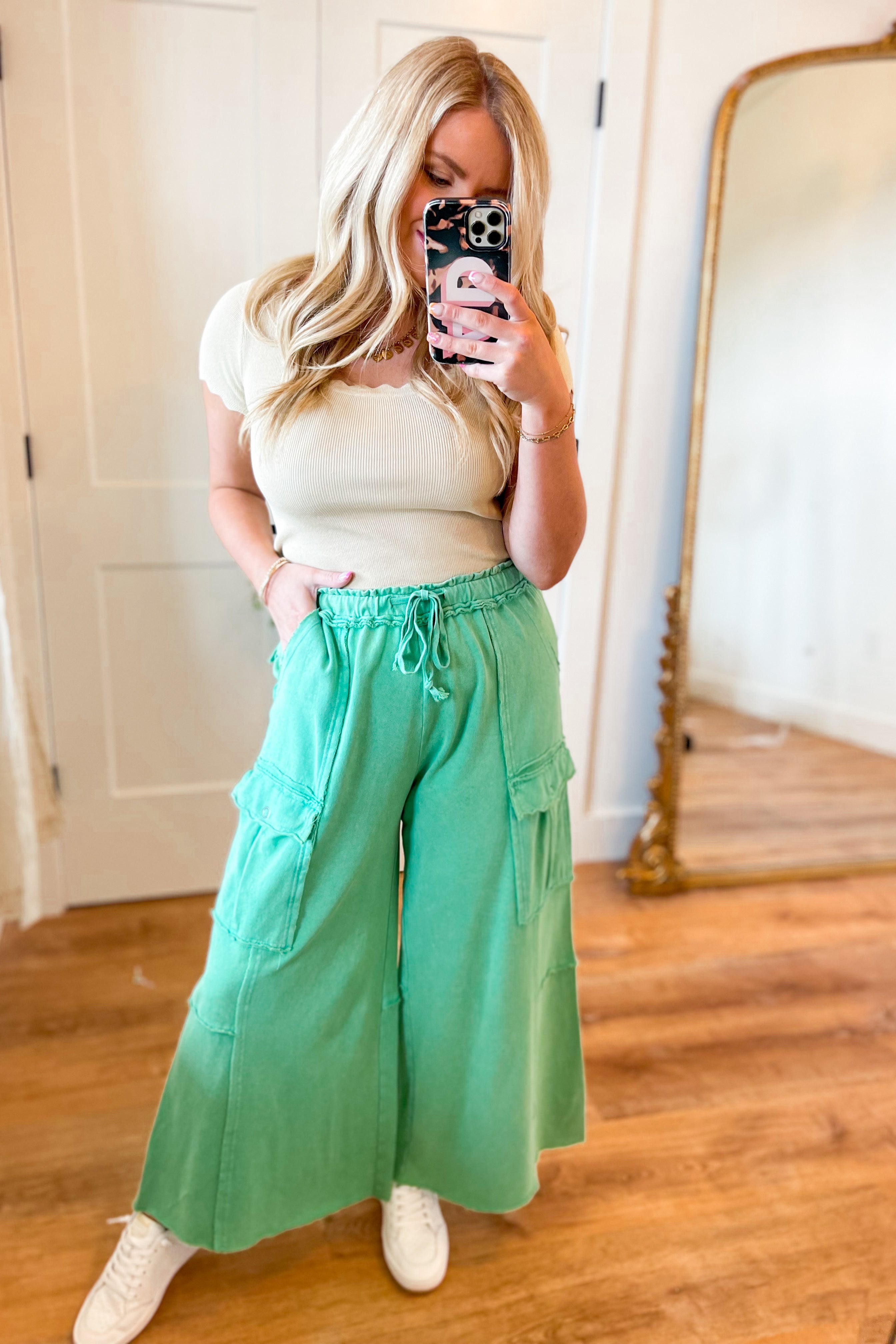 Mateo Mineral Washed Wide Leg Cargo Pants - Be You Boutique
