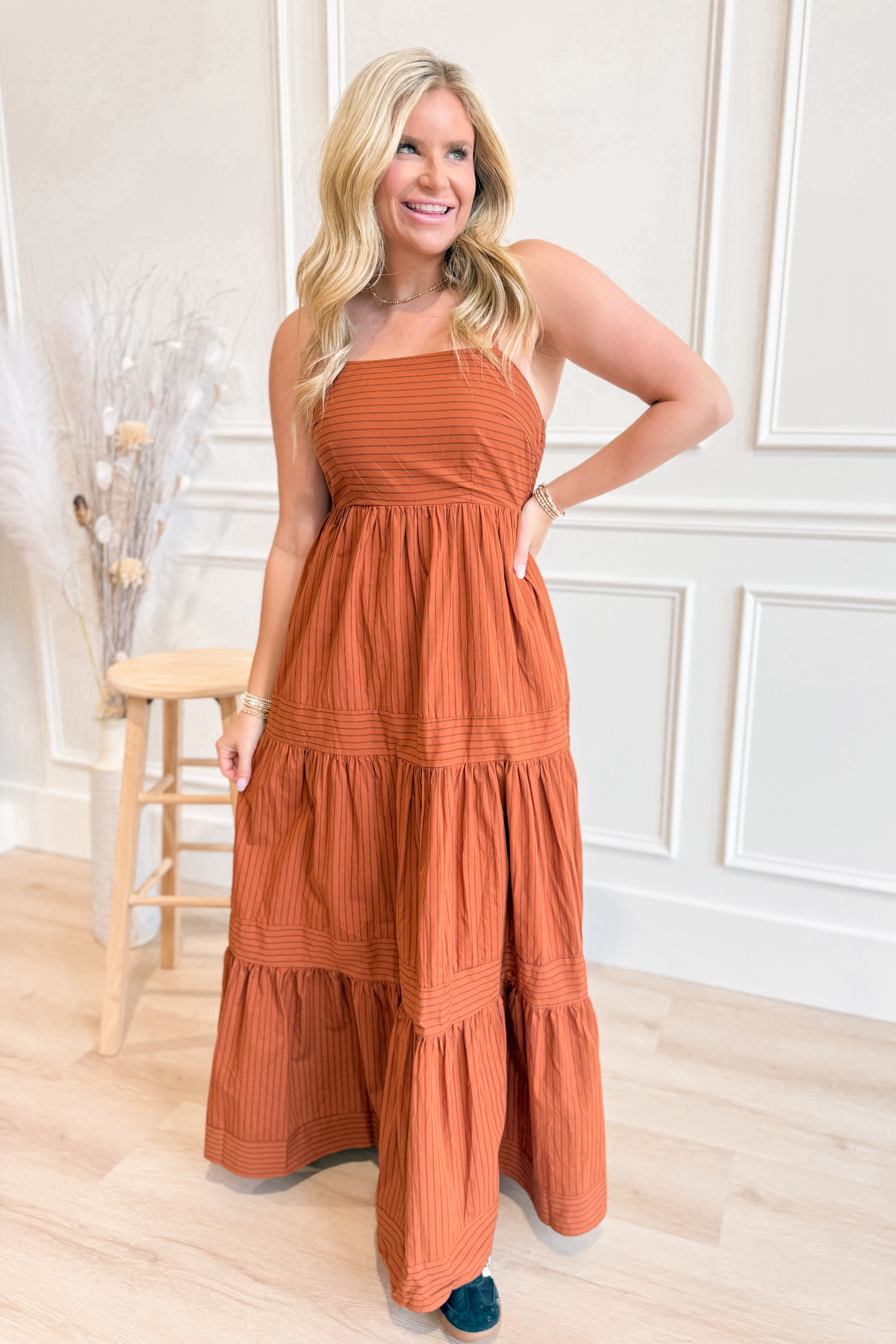 Taylor Terracotta Ridge Maxi Dress - Be You Boutique