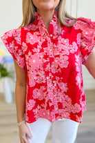 Alyson Floral Printed Flutter Sleeve - Be You Boutique