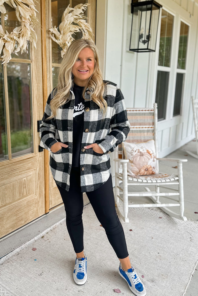 Beau Flannel Shirt Shacket Jacket Top with Pockets - Be You Boutique