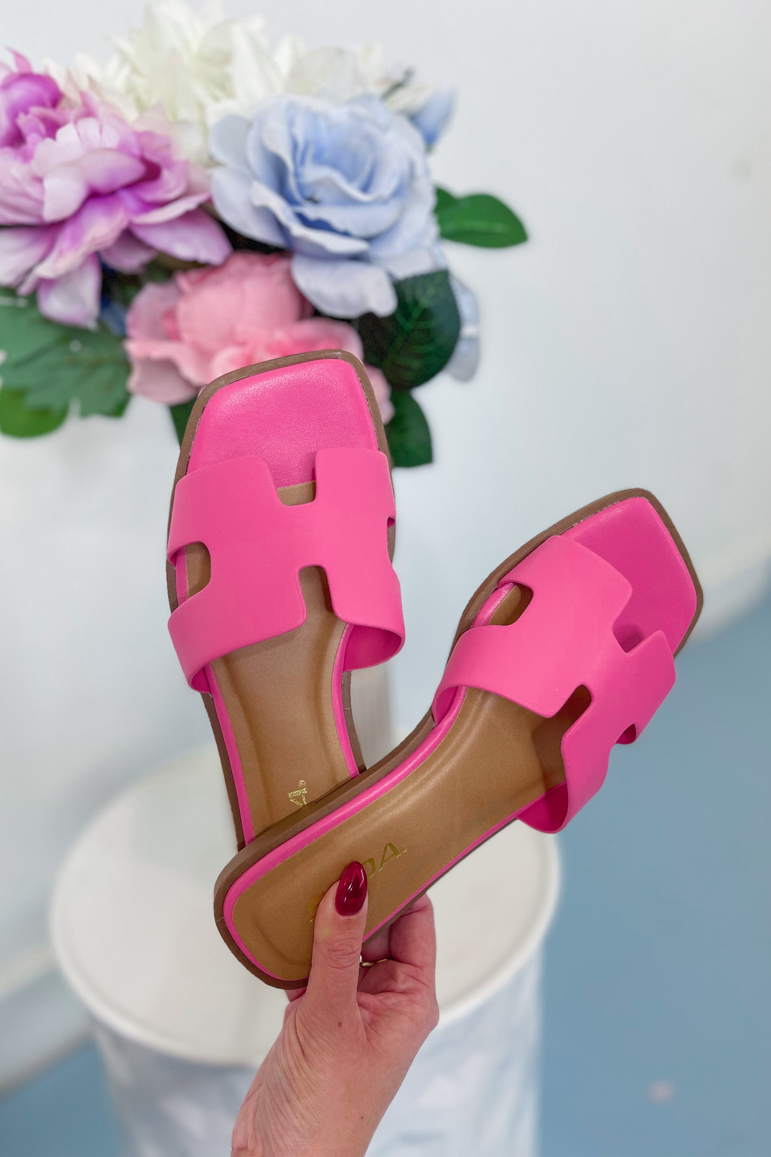 Soda Casual Slip On Flat Sandals *FINAL SALE* - 5.5 / Fuchsia