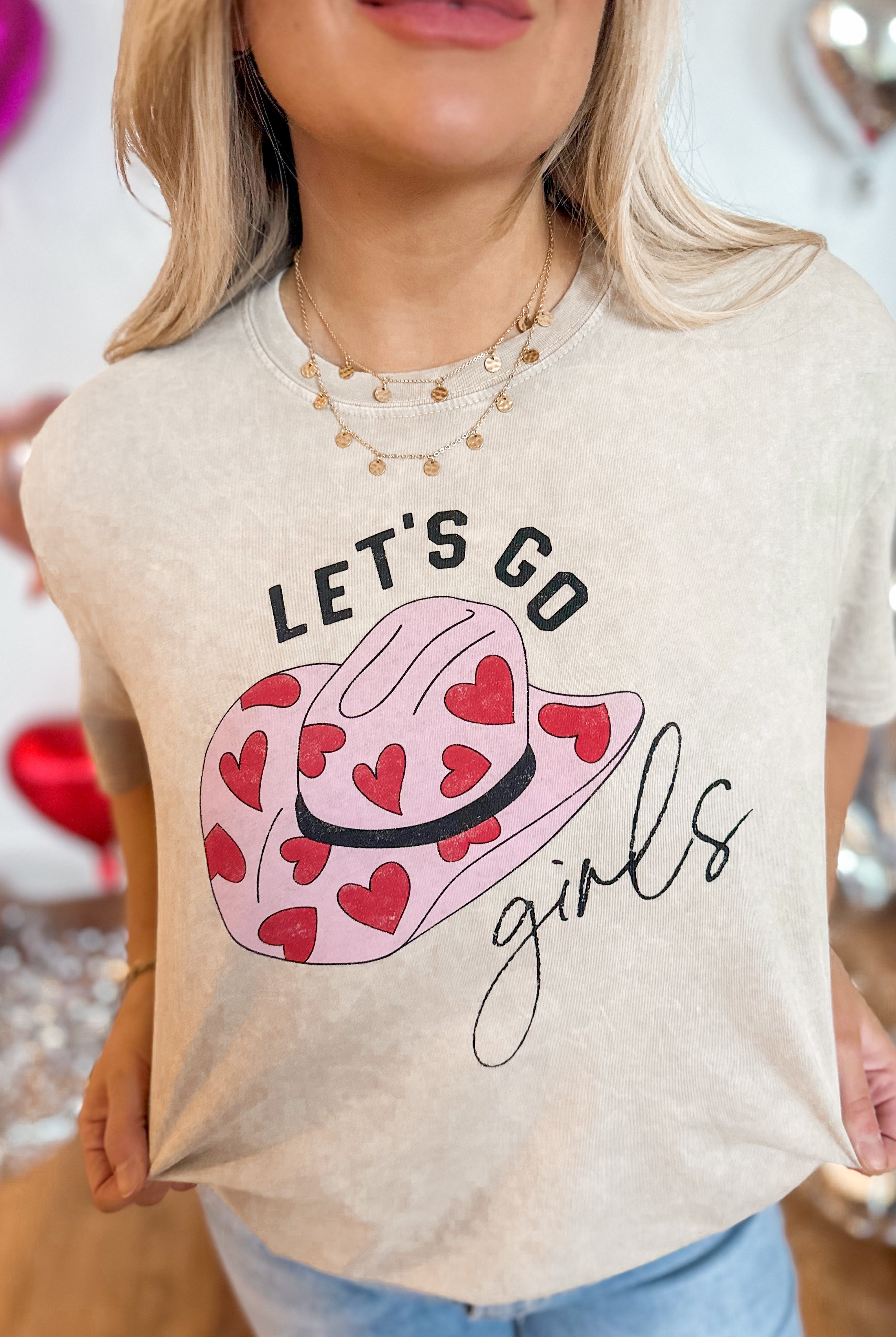 Valentines Let Go Girls Oversized Mineral Washed Graphic Tee - Be You Boutique