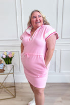 Kristi Solid Trim Cinched Waist Dress - Be You Boutique