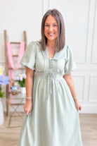 Sia Puff Sleeve Pleated Detailed Midi Dress - Be You Boutique