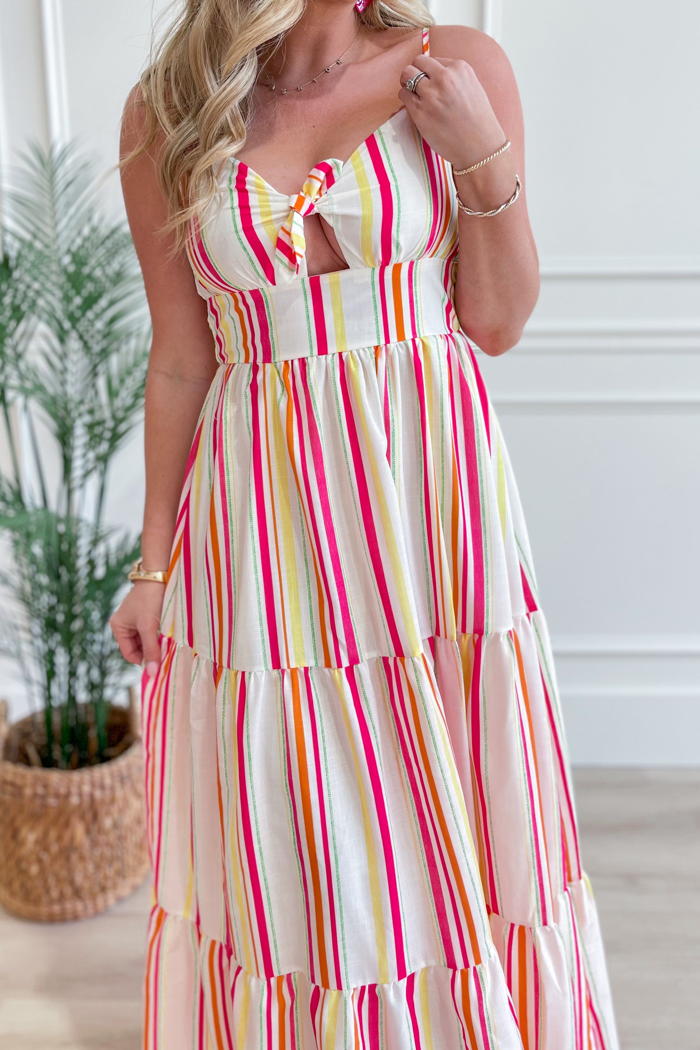 Lexy Striped Front Tie Maxi Dress - Be You Boutique