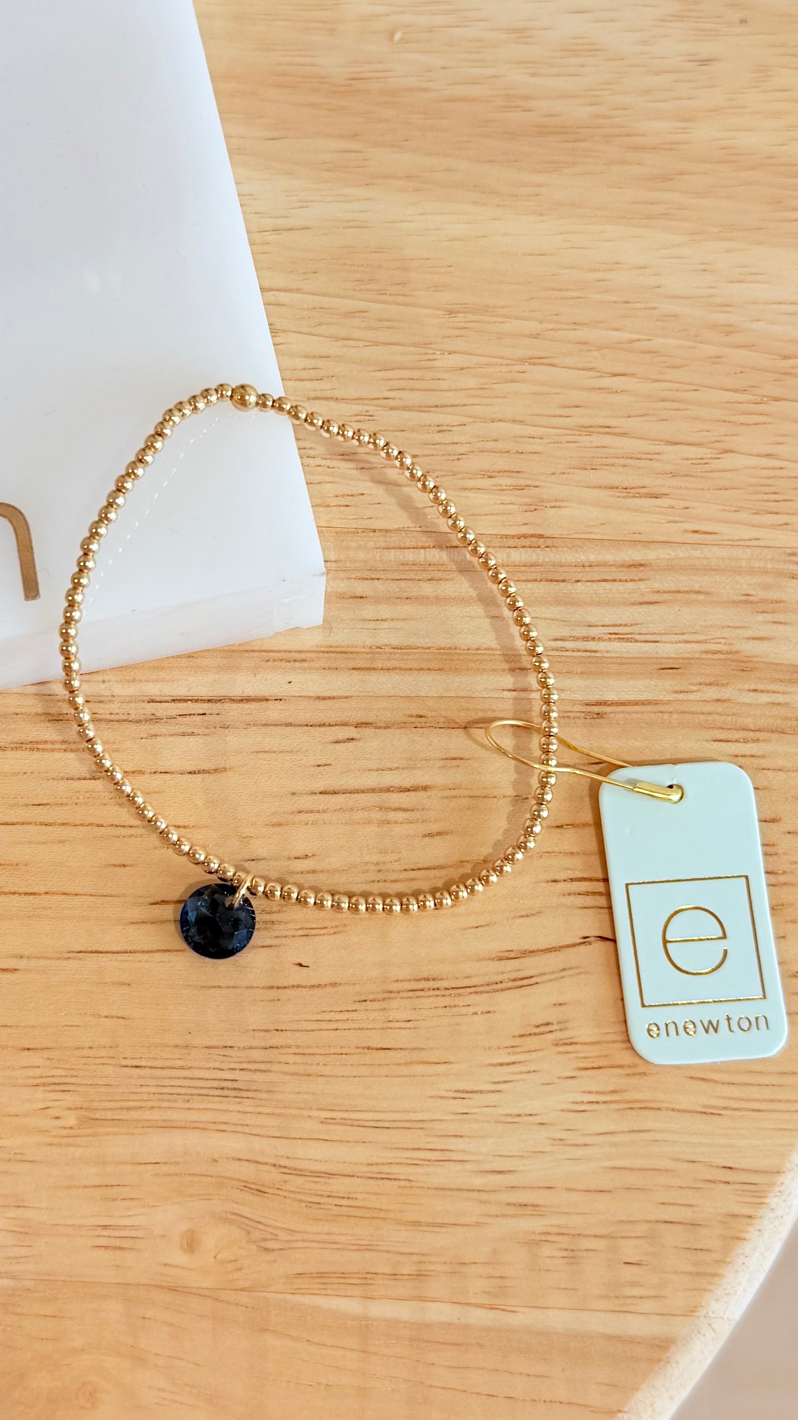 Enewton 2mm classic birthstone bracelet featuring colorful gemstone beads and a delicate silver chain.