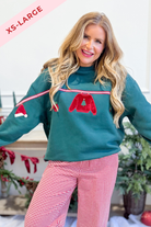 LE LIS Miranda Christmas embroidered graphic sweatshirt with festive holiday design