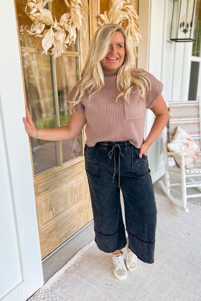 Luka Washed Wide Leg Crop Pants - Be You Boutique
