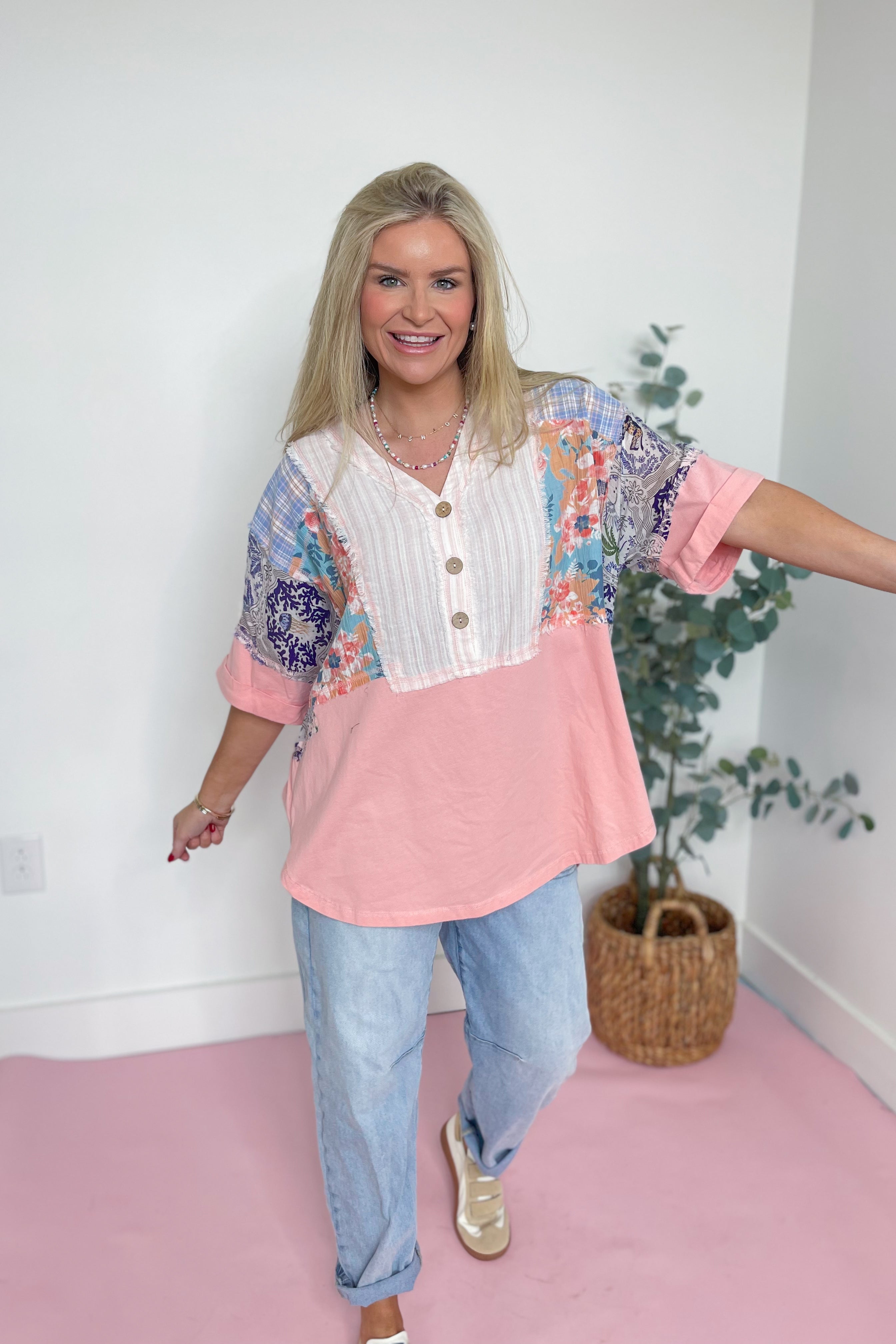 Taylor Patchwork Casual Top - Be You Boutique