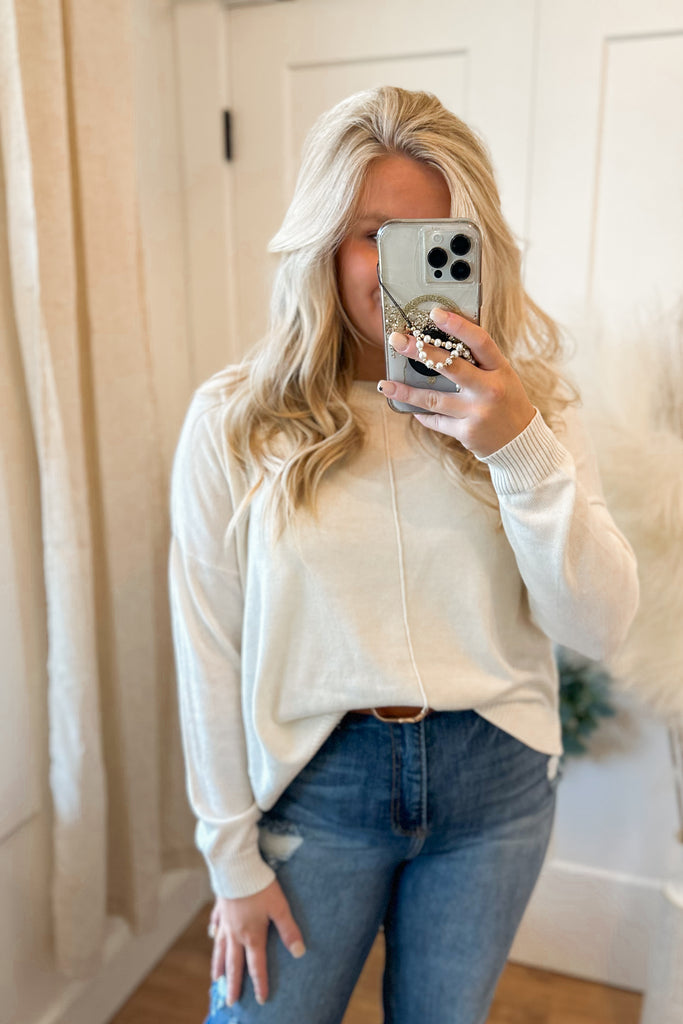 Eleanor Long Sleeve Extended Shoulder Sweater - Be You Boutique
