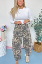 Steffan Leopard Print Washed Twill Barrel Pant - Be You Boutique