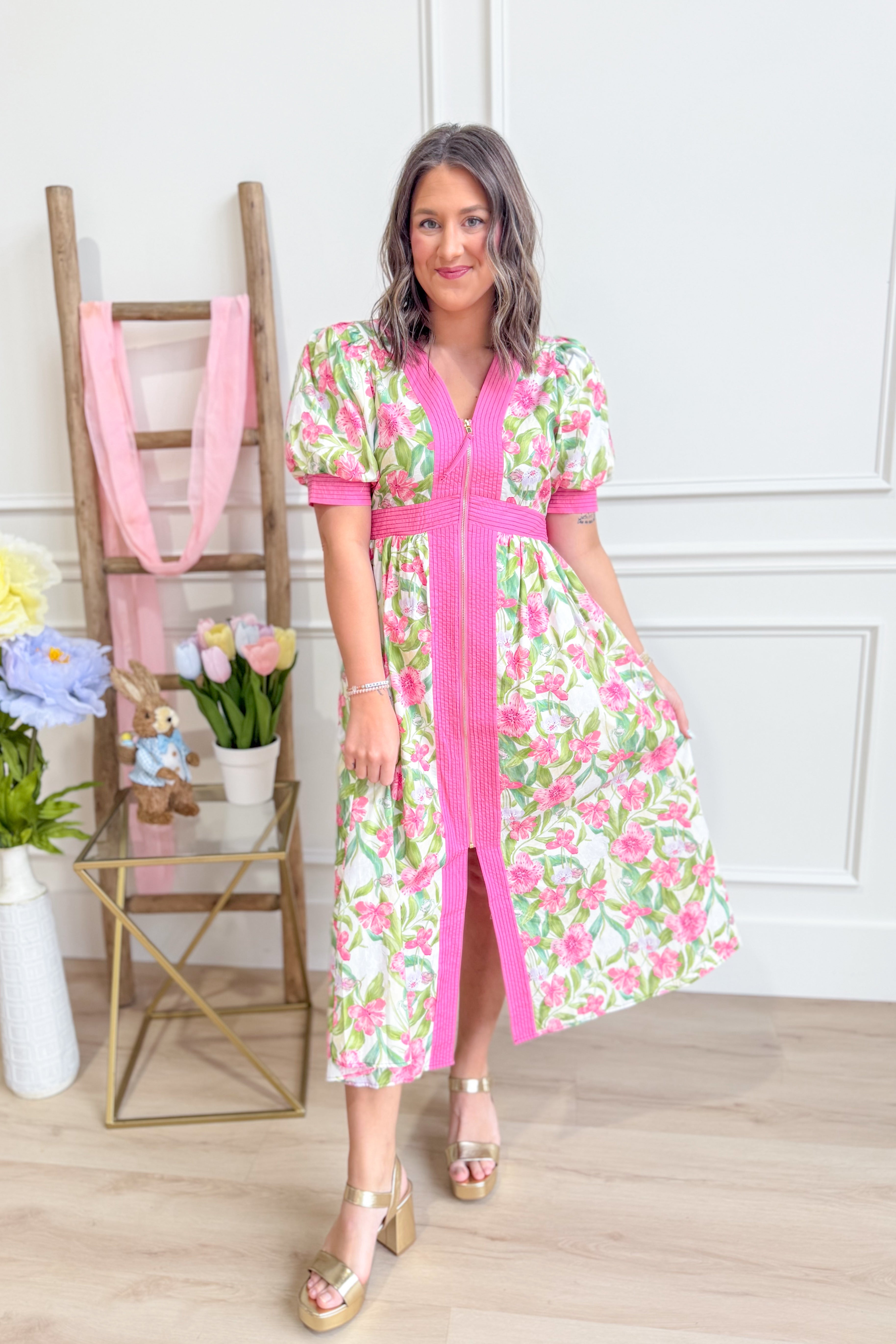 Molly Floral Printed Midi Dress - Be You Boutique