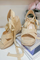Lock Open Toe Lace Up Espadrille Wedges - Be You Boutique