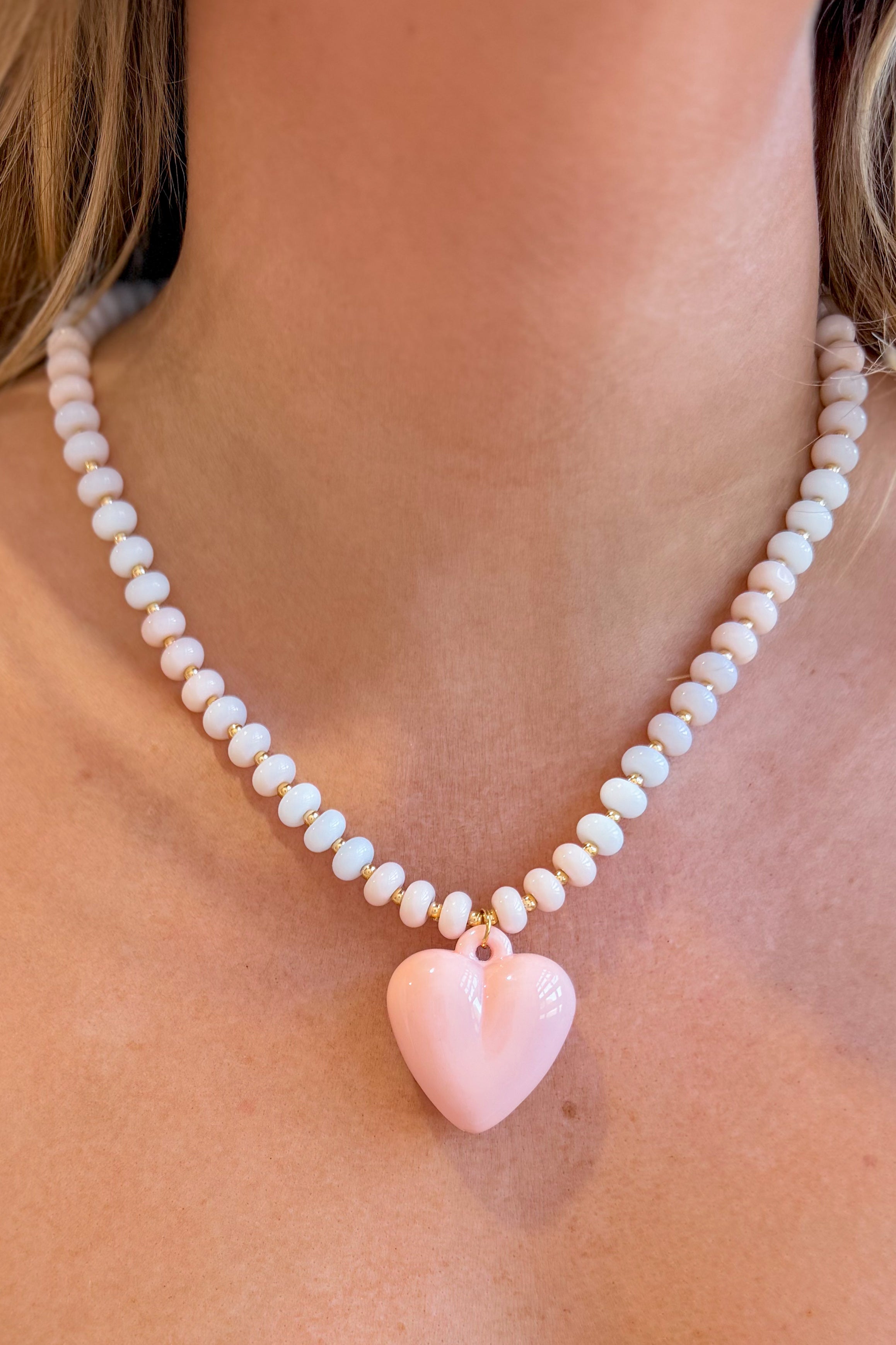 Treasure Jewels Light Pink Happy Colorful Heart Necklace - Be You Boutique
