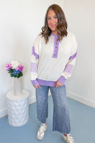 Morgan Color Contrast Oversized Placket Sweater - Be You Boutique