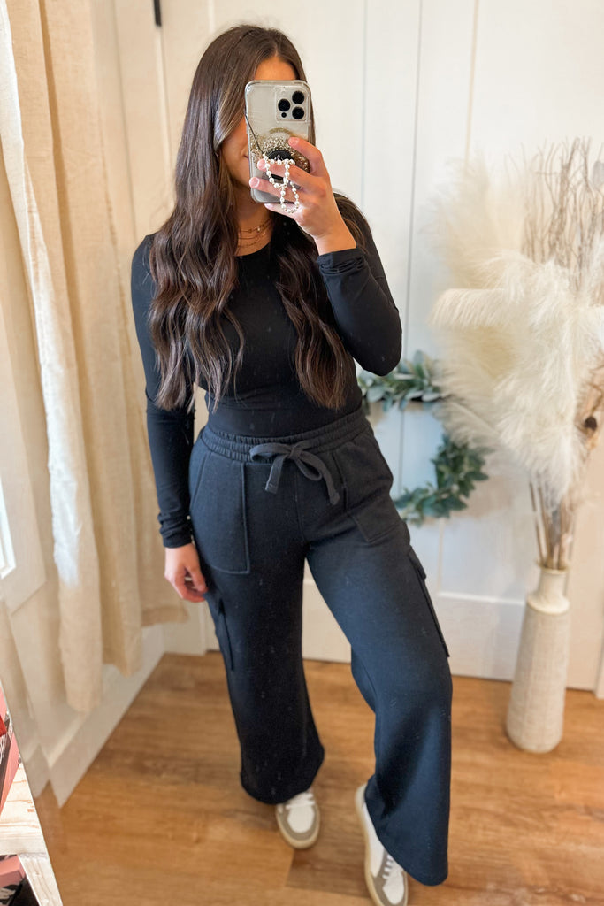 Risen Cozy Comfy High Rise Cargo Pocket Wide Leg Pants - Be You Boutique