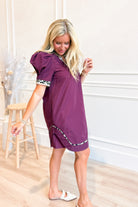 Sarah Leopard Trim Split Neck Dress - Be You Boutique
