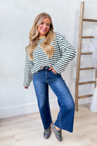 BLU PEPPER Timmy Hunter green long sleeve color block top, casual 105 top with contrasting color blocks and comfortable fit.
