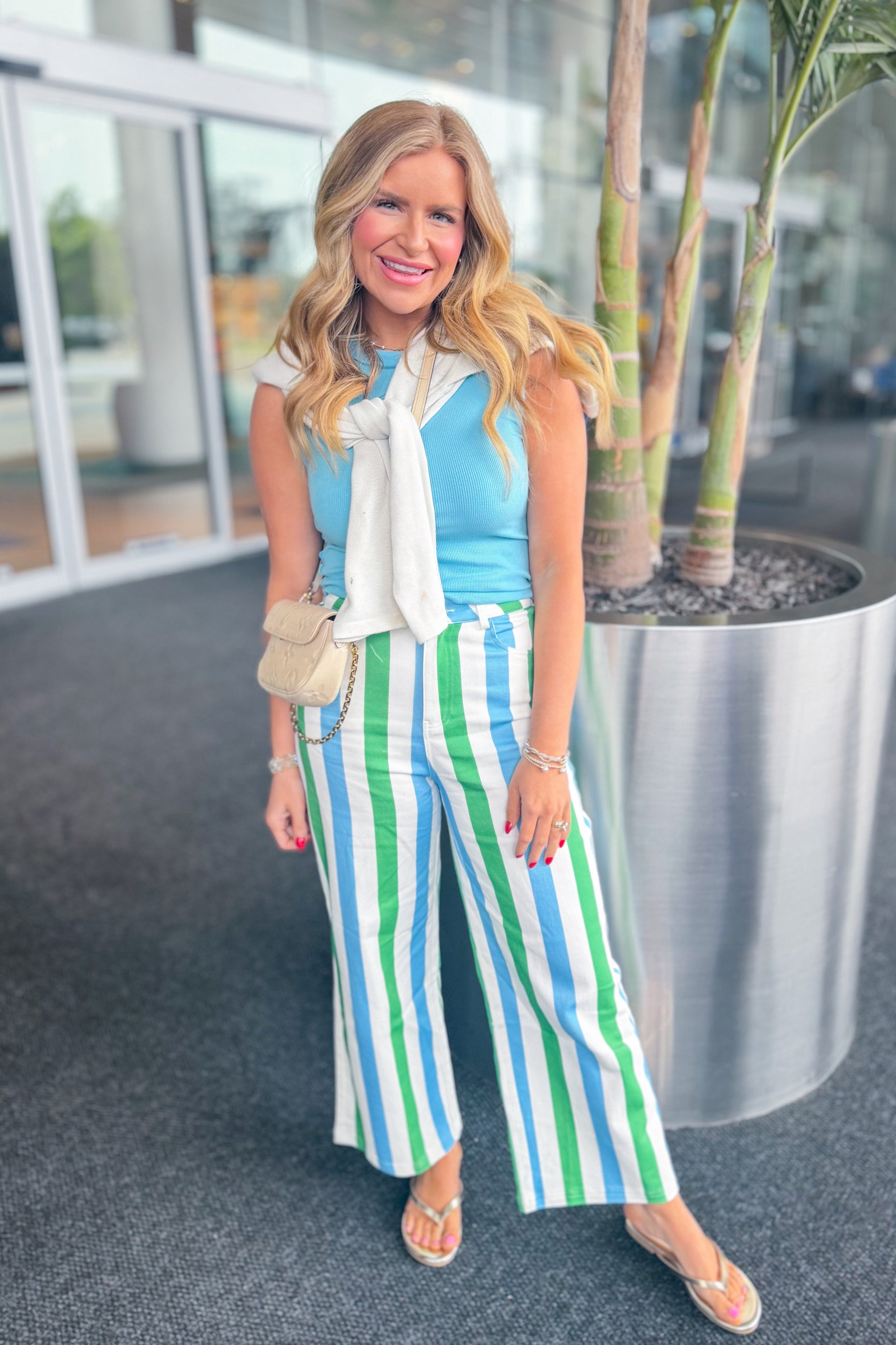 blue and white striped dress pants Collied Low Rise Pants Blue / White Stripe main image 0