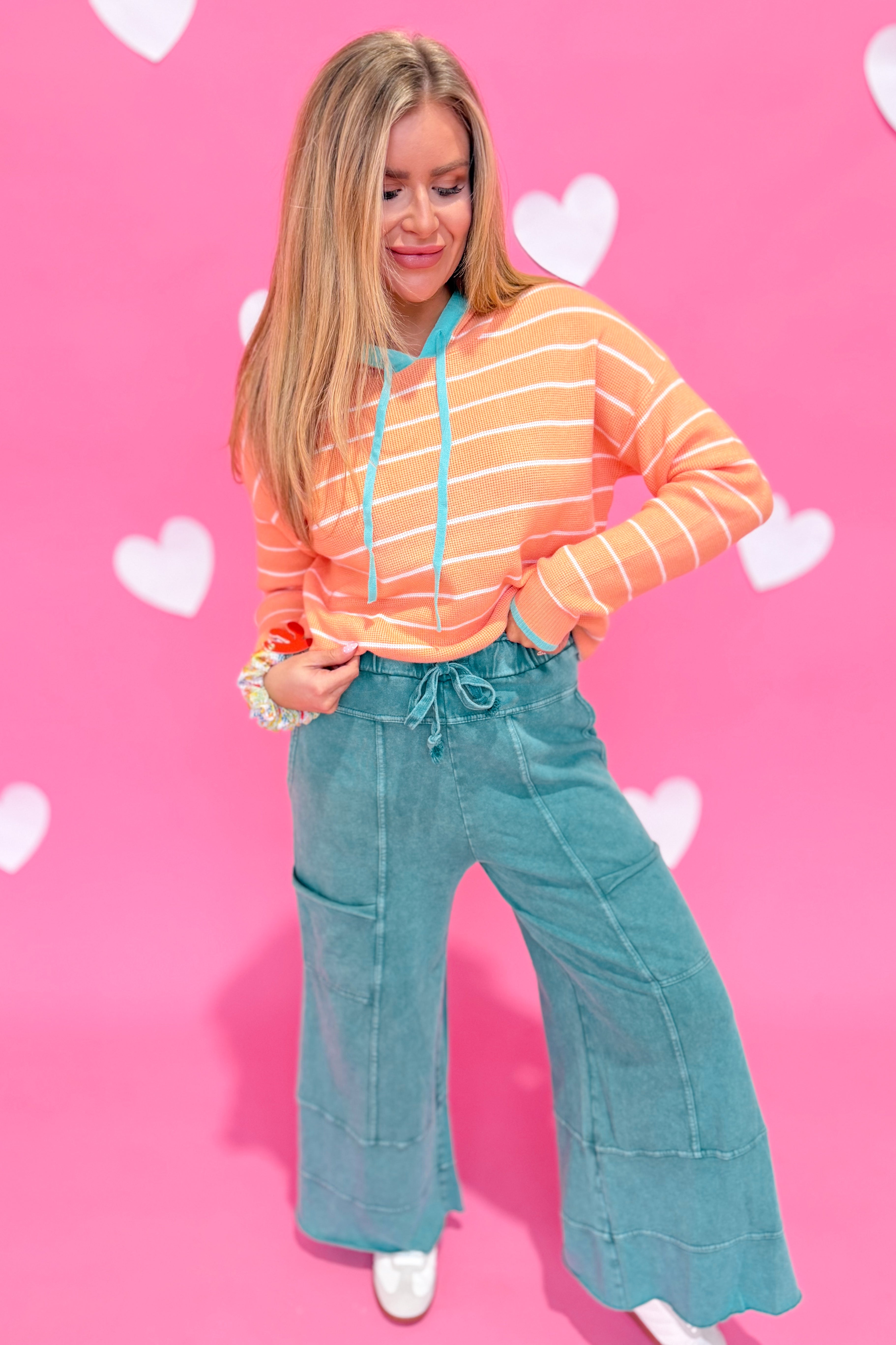 Bradley Mineral Washed Terry Knit Wide Leg Pants - Be You Boutique