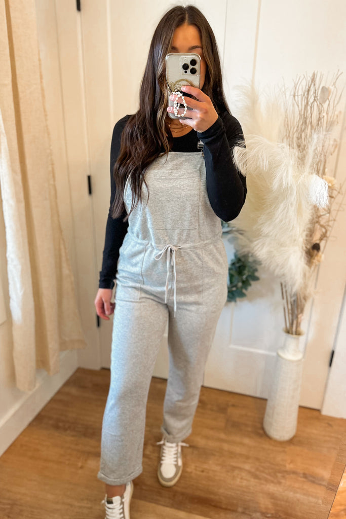 Lara French Terry Overalls with Drawstrings - Be You Boutique