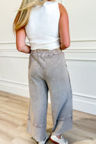 Caris Mineral Washed Upside Down Terry Knit Wide Leg Palazzo Pants [S~3X] - Be You Boutique