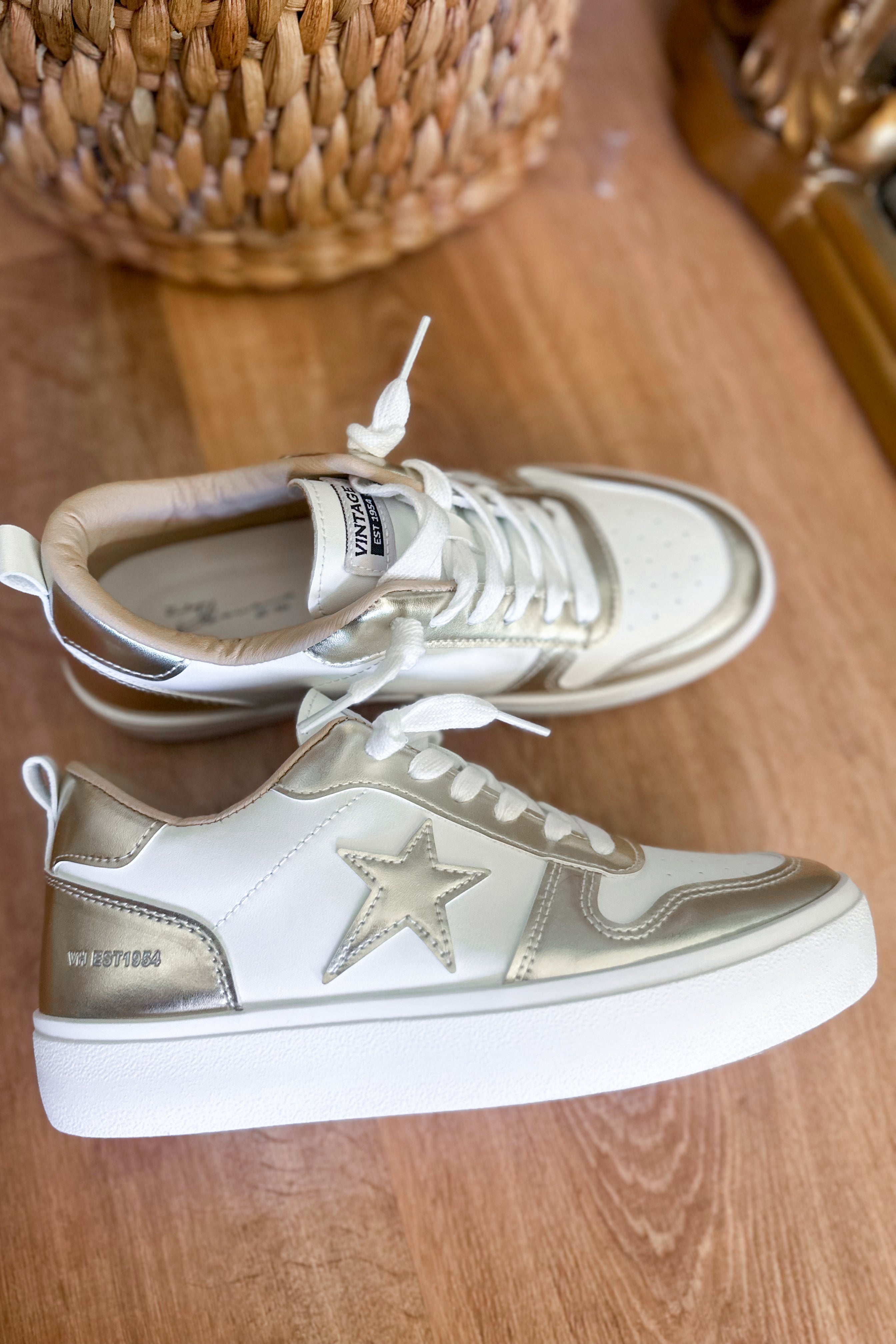 Vintage Havana Aura 3 Washed Gold Wedged Mid Top Sneaker - Be You Boutique