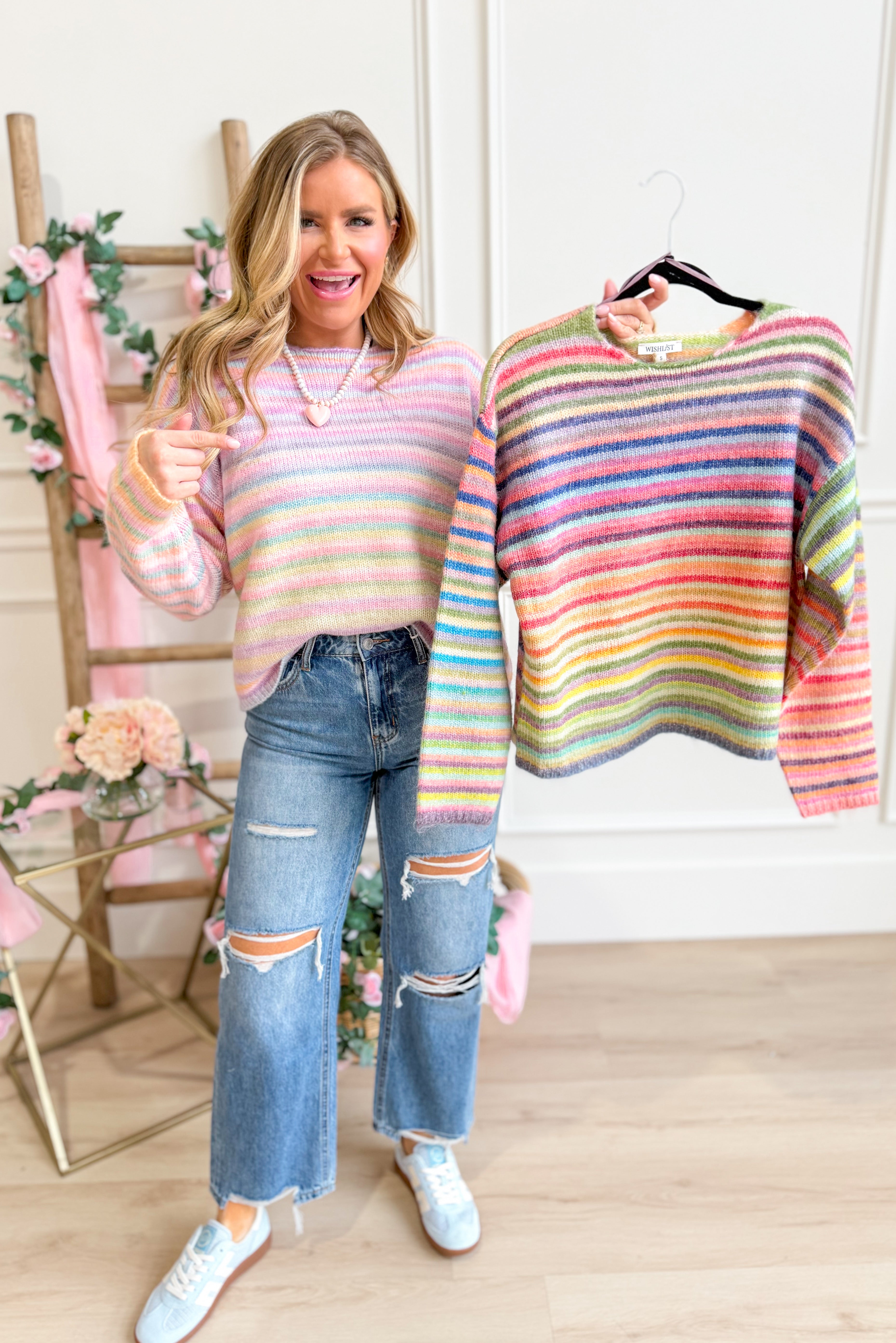 Sophie Multi Striped Round Neck Sweater - Be You Boutique