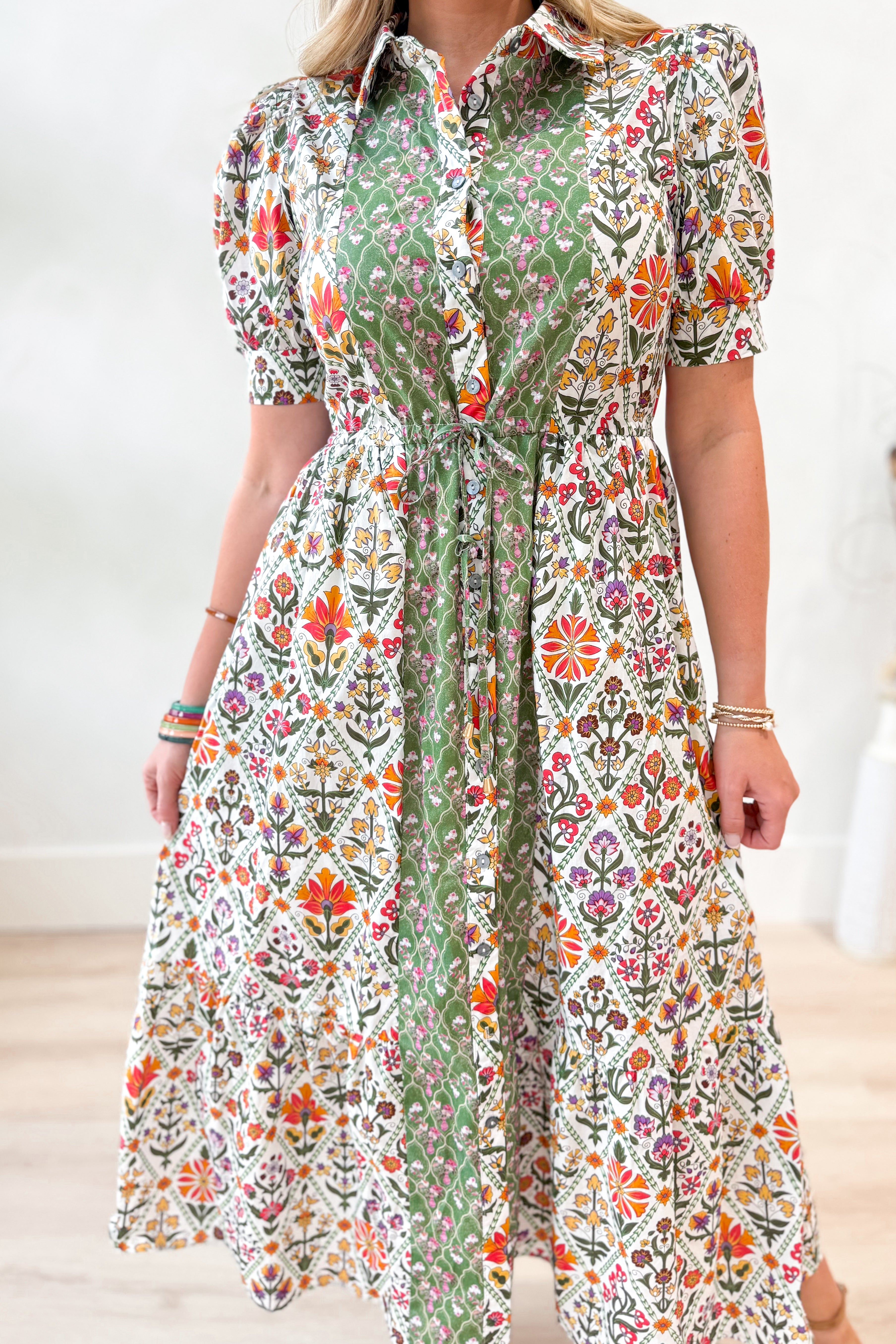 Nancy Charming Printed Midi Dress - Be You Boutique